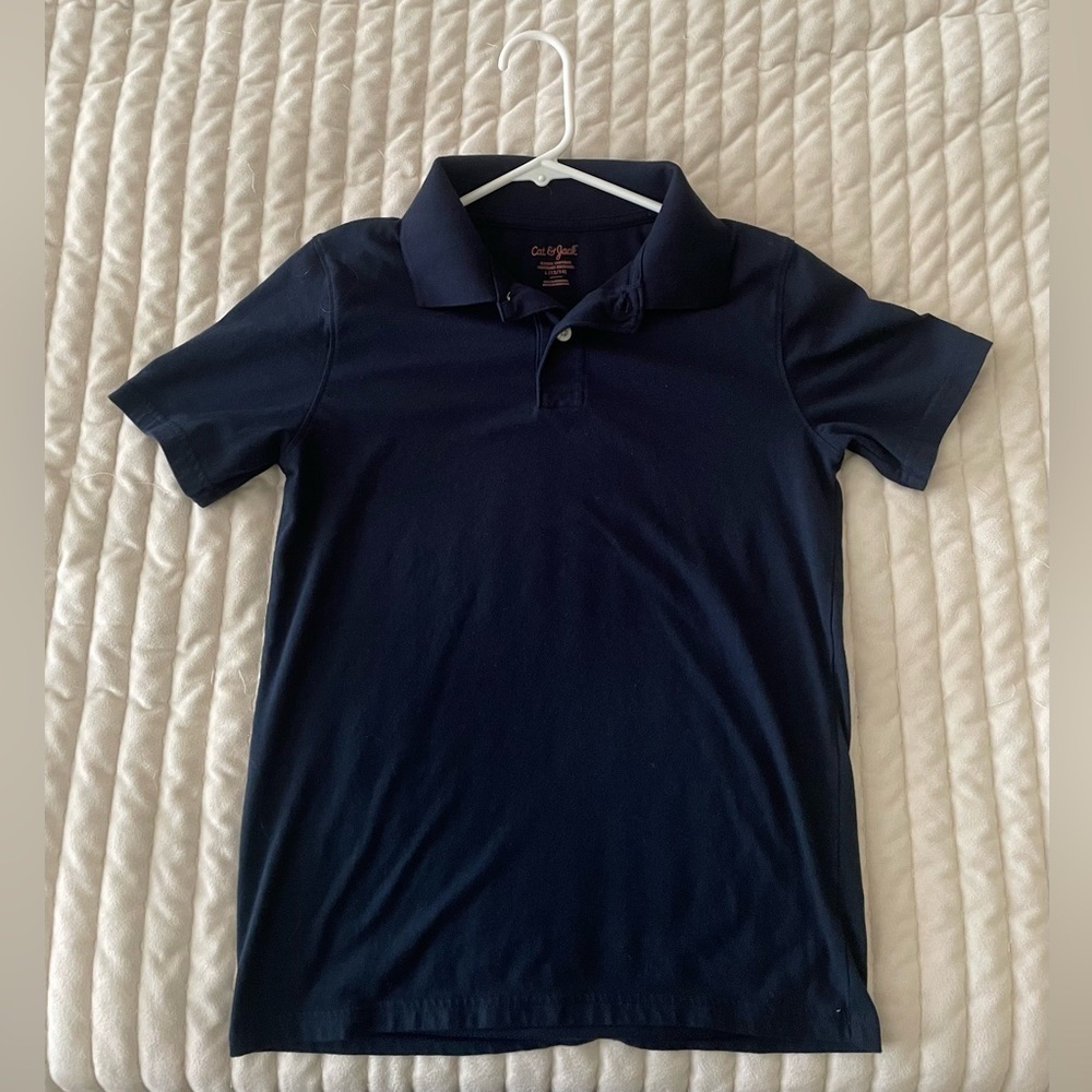 Boys Navy Blue Long Sleeve School Uniform Shirt Size L 12/14